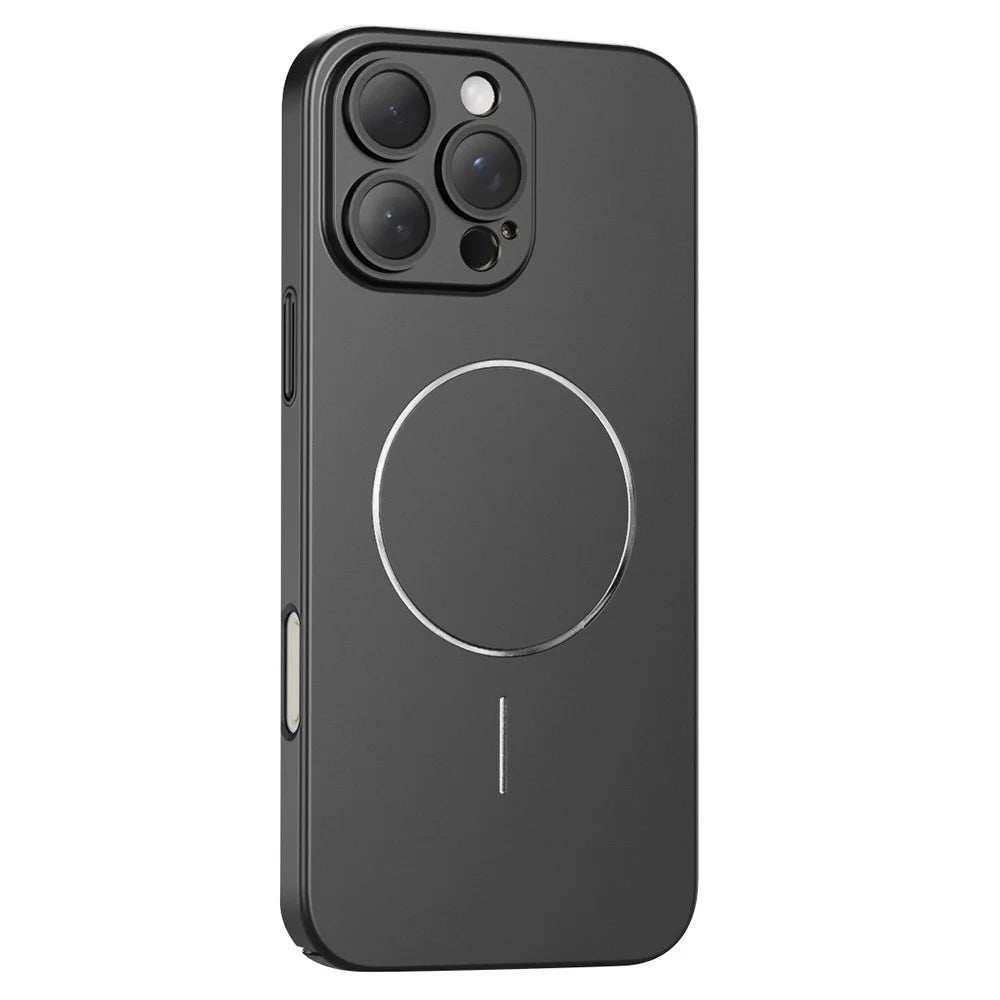 For iPhone 16 Pro Case Lens Protection Hard PC Matte Phone Cover Compatible with MagSafe - Black - 1