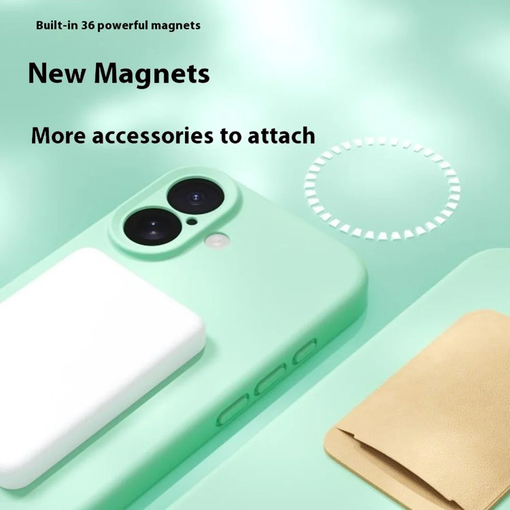 YCADEN For iPhone 17 Case Compatible with MagSafe Precise Cutouts TPU Phone Back Cover - Grass Green - 7