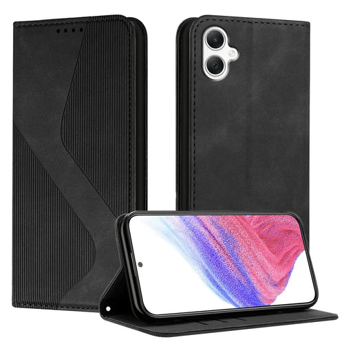 For Samsung Galaxy A08 5G / A08 4G / A07 4G / A06 4G / A06 5G Phone Cover Skin-touch Feel Leather Wallet Case with Stand - Black - 1