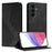 For Samsung Galaxy S25 FE Phone Cover Skin-touch Feel Leather Wallet Case with Stand - Black - 1