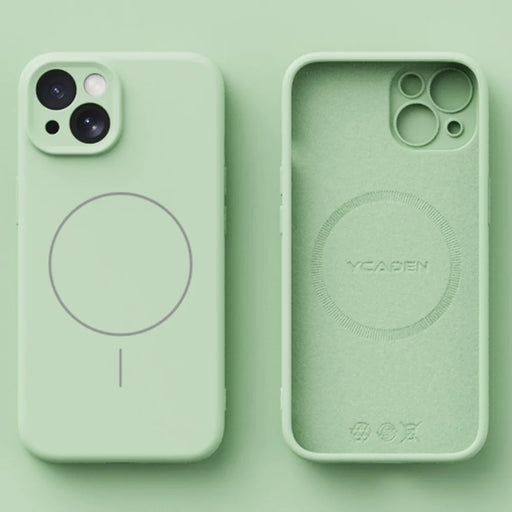 YCADEN For iPhone 15 Case Compatible with MagSafe Precision Cutouts Ultra Thin TPU Phone Cover - Grass Green - 1