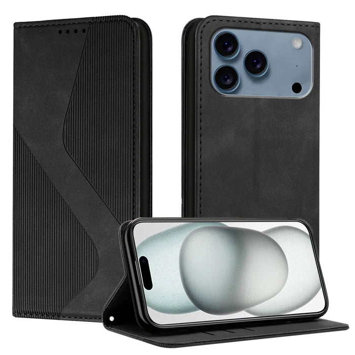 For iPhone 18 Pro Max / 17 Pro Max Phone Cover Skin-touch Feel Leather Wallet Case with Stand - Black - 1