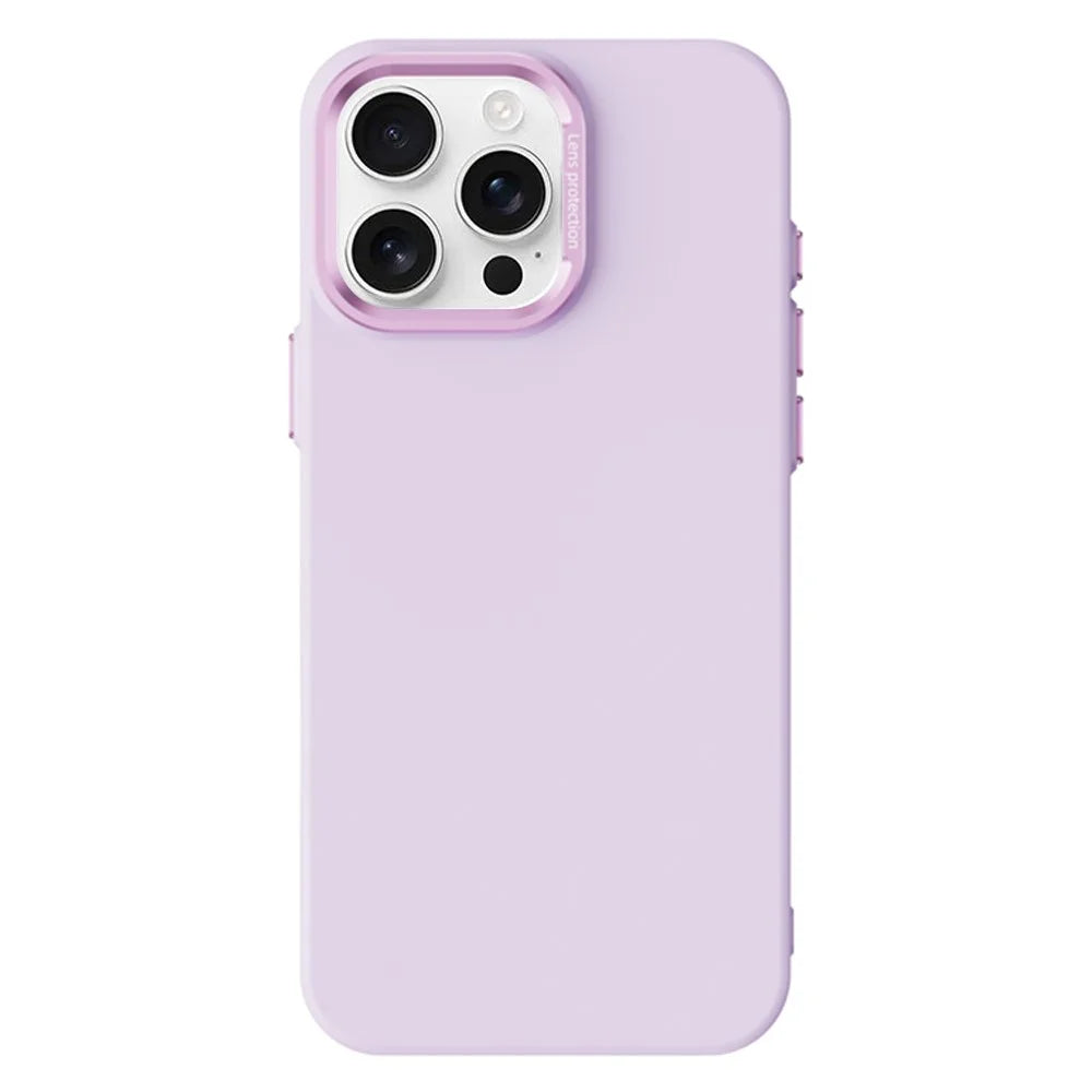 For iPhone 16 Pro Magnetic Case Plant-based Fiber + PC Phone Cover with Metal Lens Frame - Pink Purple - 1
