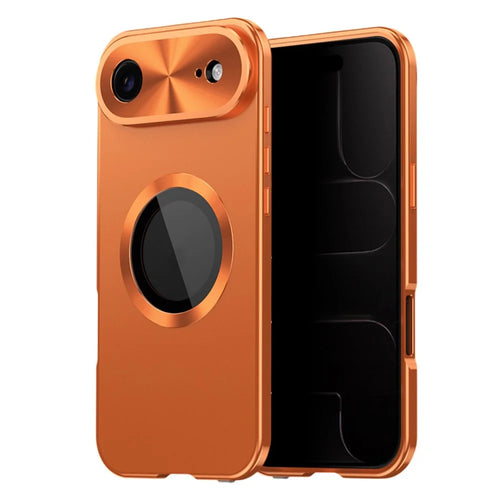 For iPhone Air Case Compatible with MagSafe PC + Metal Phone Cover with Anti Spy Screen Film - Orange - 1