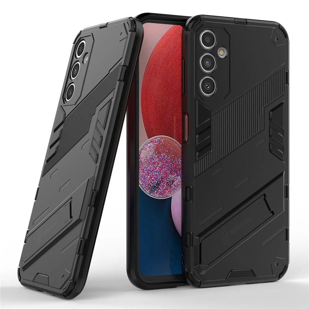 Drop-proof Phone Case for Samsung Galaxy A14 5G / A14 4G , Hard PC + Soft TPU Shockproof Hybrid Cover with Kickstand - Black - 2