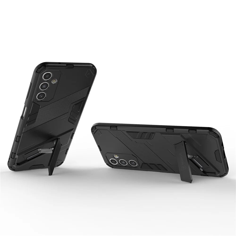 Drop-proof Phone Case for Samsung Galaxy A14 5G / A14 4G , Hard PC + Soft TPU Shockproof Hybrid Cover with Kickstand - Black - 3