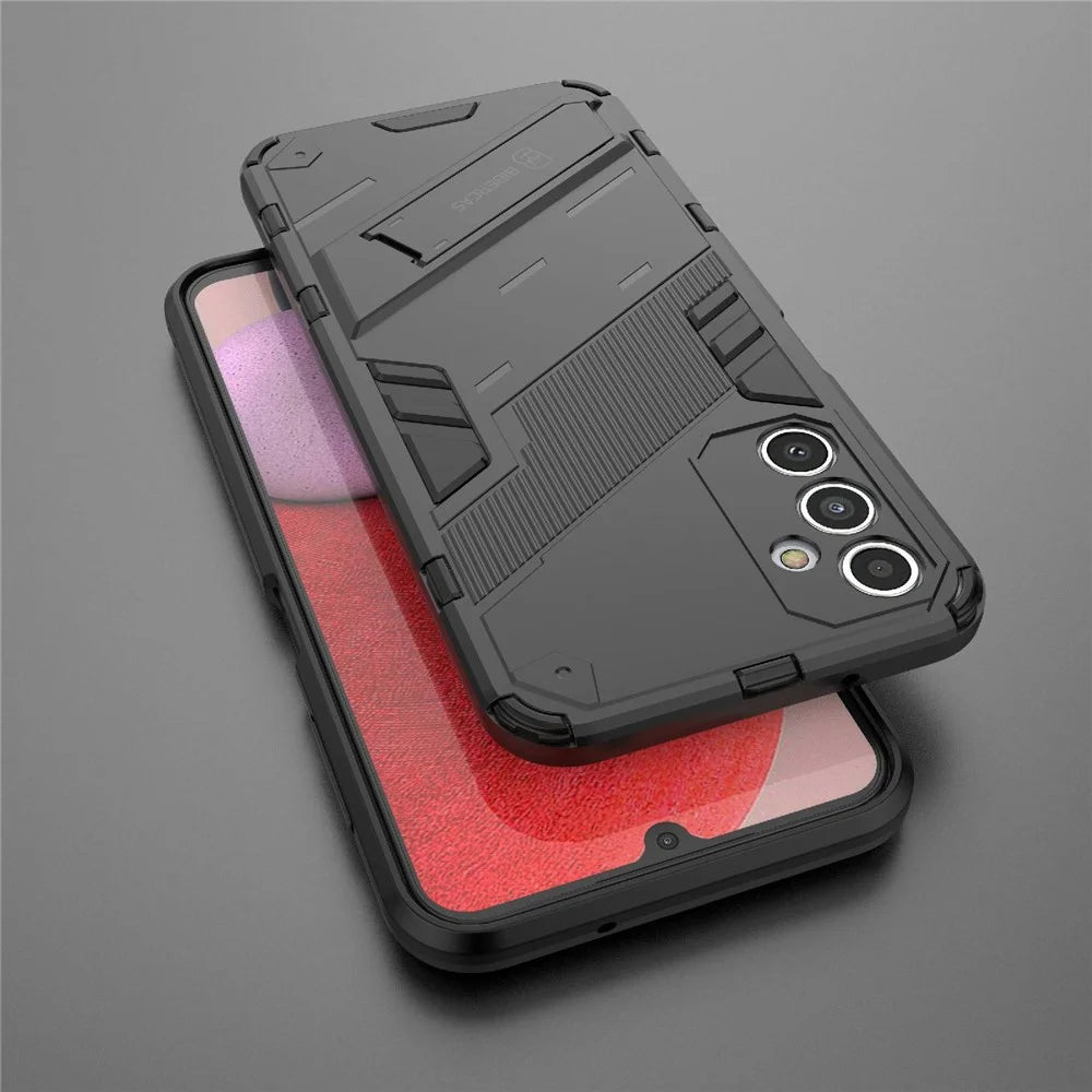 Drop-proof Phone Case for Samsung Galaxy A14 5G / A14 4G , Hard PC + Soft TPU Shockproof Hybrid Cover with Kickstand - Black - 5