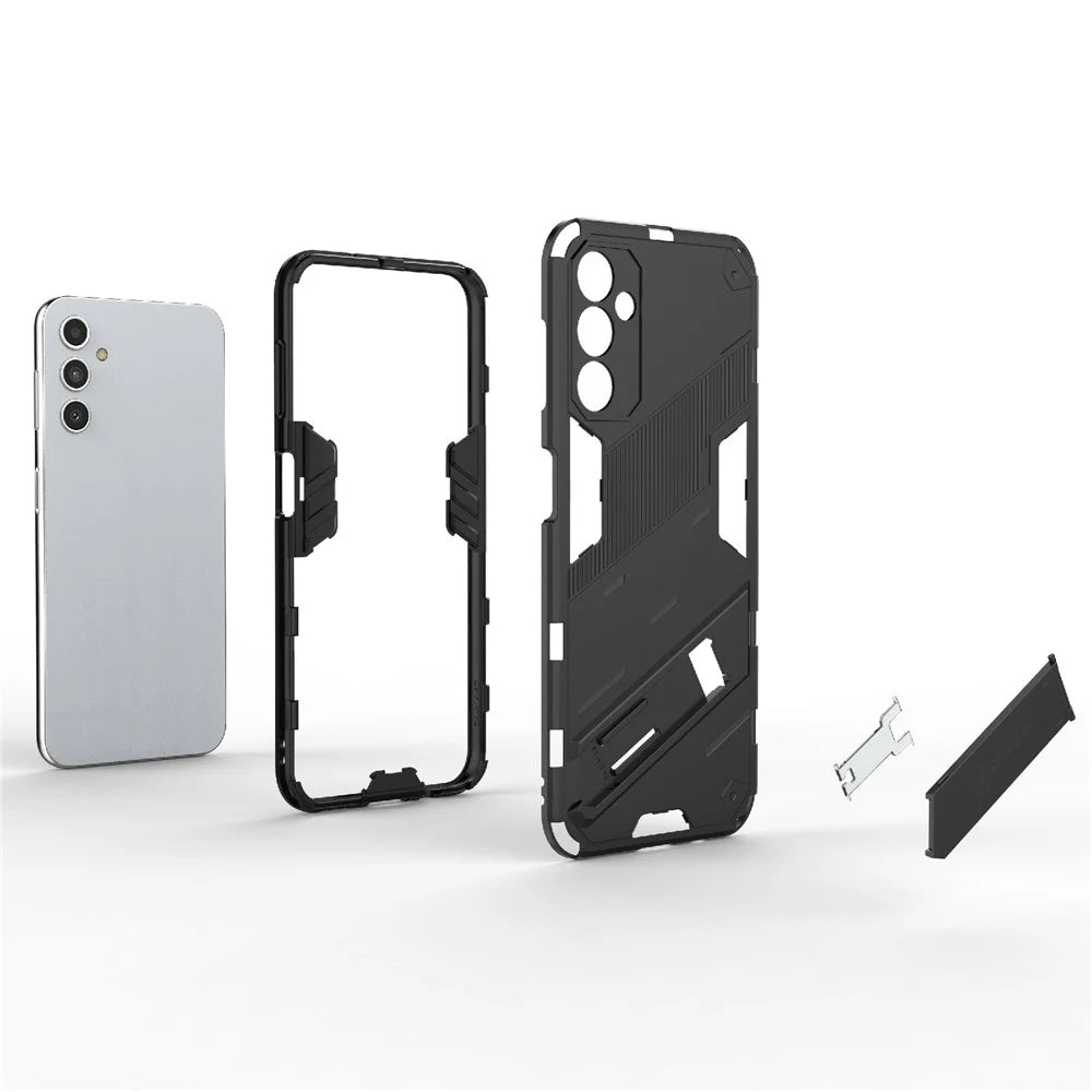 Drop-proof Phone Case for Samsung Galaxy A14 5G / A14 4G , Hard PC + Soft TPU Shockproof Hybrid Cover with Kickstand - Black - 7