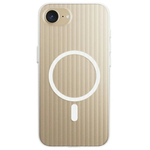 For iPhone 17e / 16e Case Compatible with MagSafe Corrugated Texture Hard PC Phone Cover - Transparent White - 1