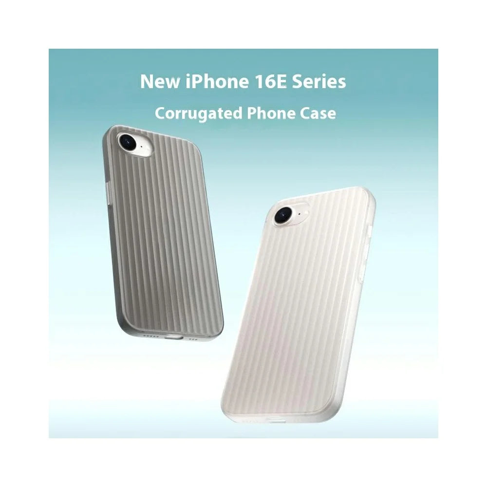 For iPhone 17e / 16e PC Phone Case Corrugated Textured Protective Back Cover - Transparent White - 3