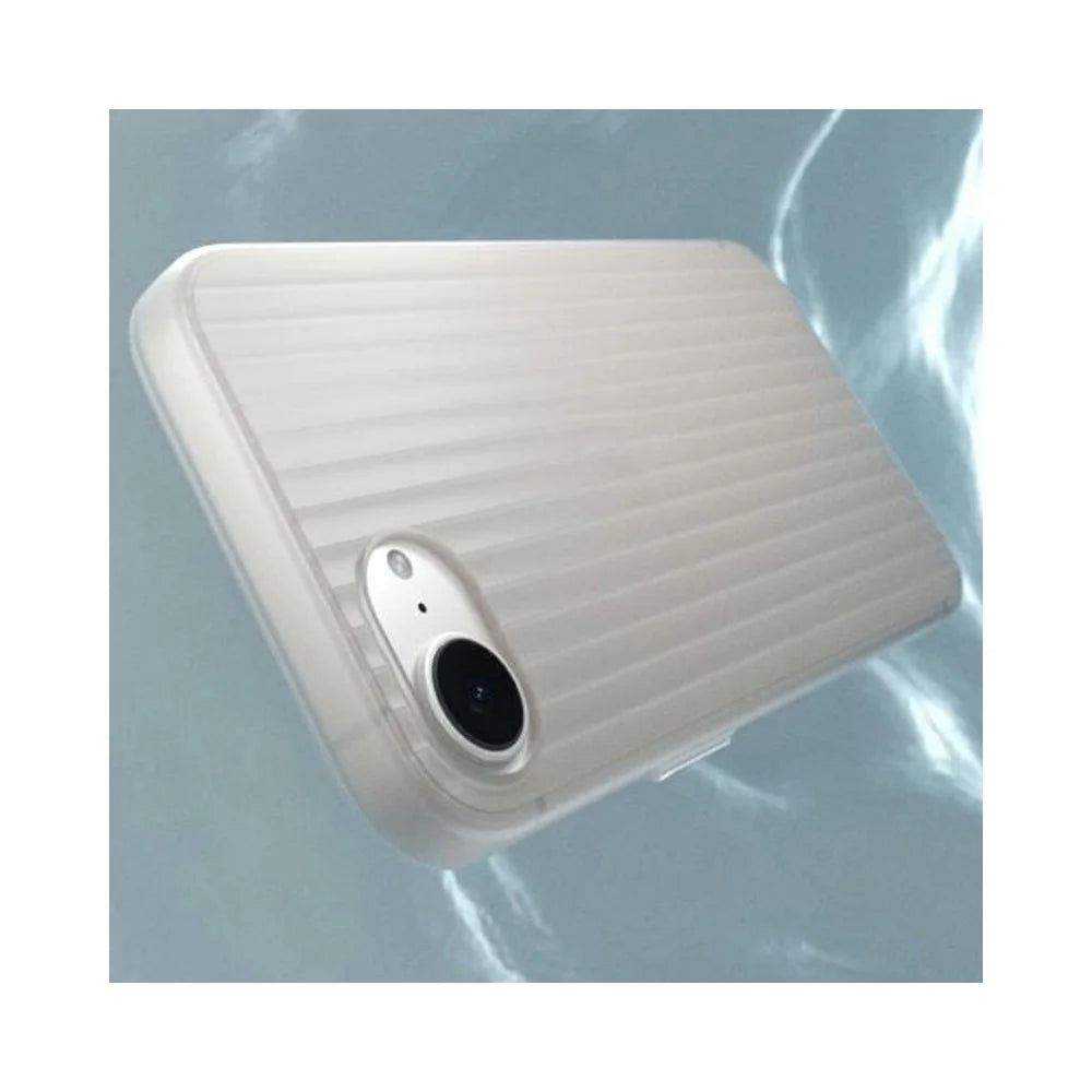 For iPhone 17e / 16e PC Phone Case Corrugated Textured Protective Back Cover - Transparent White - 4