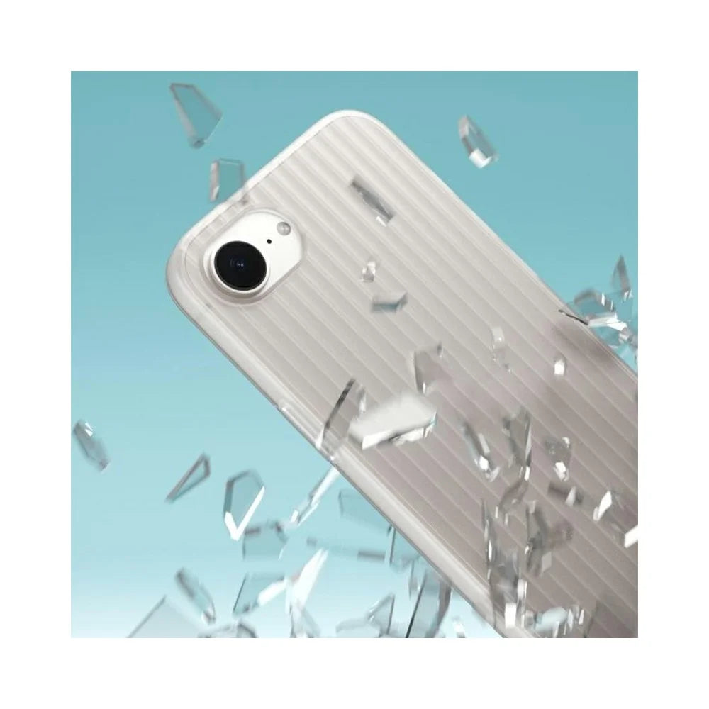 For iPhone 17e / 16e PC Phone Case Corrugated Textured Protective Back Cover - Transparent White - 5