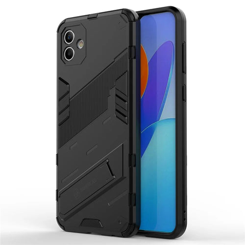For Samsung Galaxy A04 4G (164.4 x 76.3 x 9.1 mm) Hard PC + Soft TPU Cover Kickstand Anti-scratch Phone Case - Black - 1