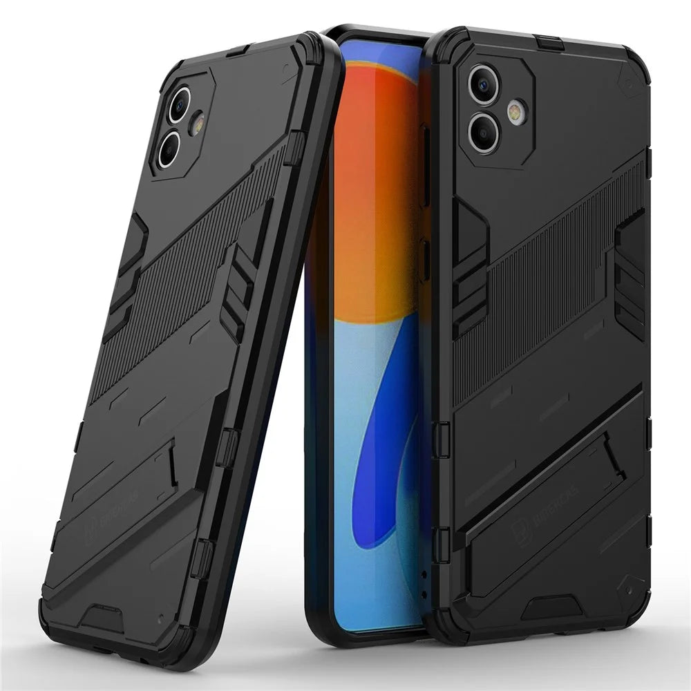 For Samsung Galaxy A04 4G (164.4 x 76.3 x 9.1 mm) Hard PC + Soft TPU Cover Kickstand Anti-scratch Phone Case - Black - 2
