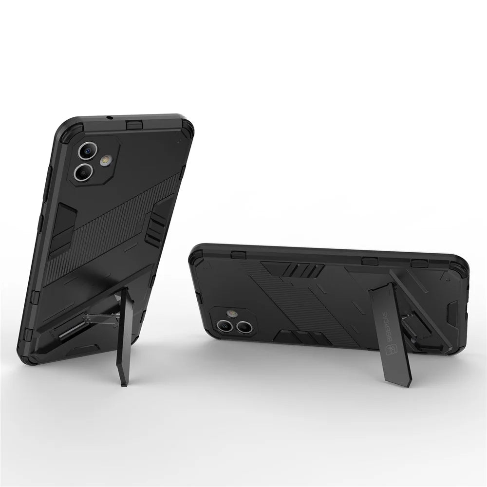 For Samsung Galaxy A04 4G (164.4 x 76.3 x 9.1 mm) Hard PC + Soft TPU Cover Kickstand Anti-scratch Phone Case - Black - 3