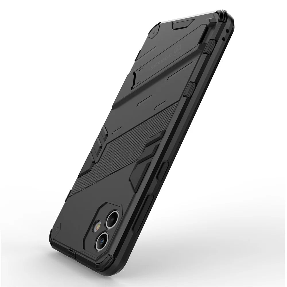For Samsung Galaxy A04 4G (164.4 x 76.3 x 9.1 mm) Hard PC + Soft TPU Cover Kickstand Anti-scratch Phone Case - Black - 4