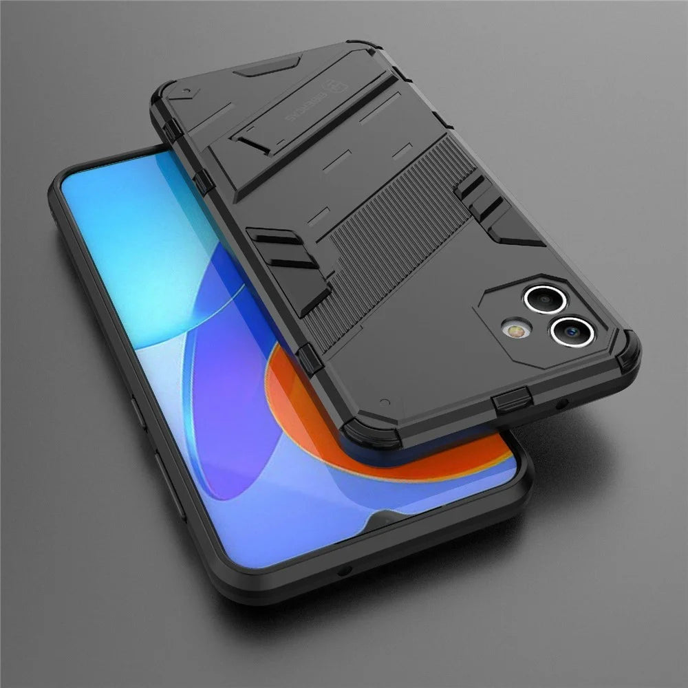 For Samsung Galaxy A04 4G (164.4 x 76.3 x 9.1 mm) Hard PC + Soft TPU Cover Kickstand Anti-scratch Phone Case - Black - 5