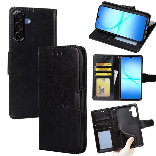 For Samsung Galaxy A18 5G / A18 4G / A17 5G / A17 4G Case Wallet PU Leather + TPU Folding Stand Phone Cover - Black - 1