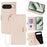 For Google Pixel 10 Case RFID Blocking Wallet PU Leather Phone Cover with Wrist Strap - White - 1