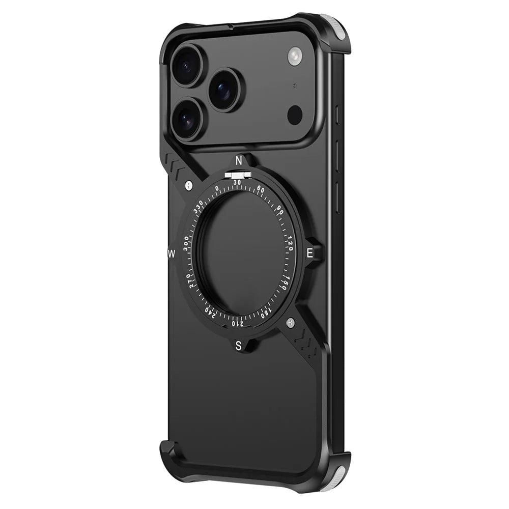 For iPhone 17 Pro Magnetic Case with Kickstand Four Corner Airbag Heat Dissipation Metal Phone Cover - Black - 1
