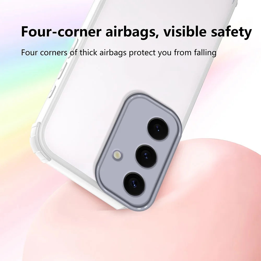 For Samsung Galaxy S24 Case Reinforced Corner Shockproof TPU + Acrylic Phone Cover - White - 5
