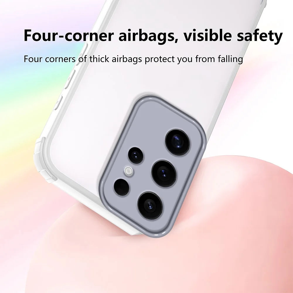 For Samsung Galaxy S24 Ultra Case Reinforced Corner Shockproof TPU + Acrylic Phone Cover - White - 5