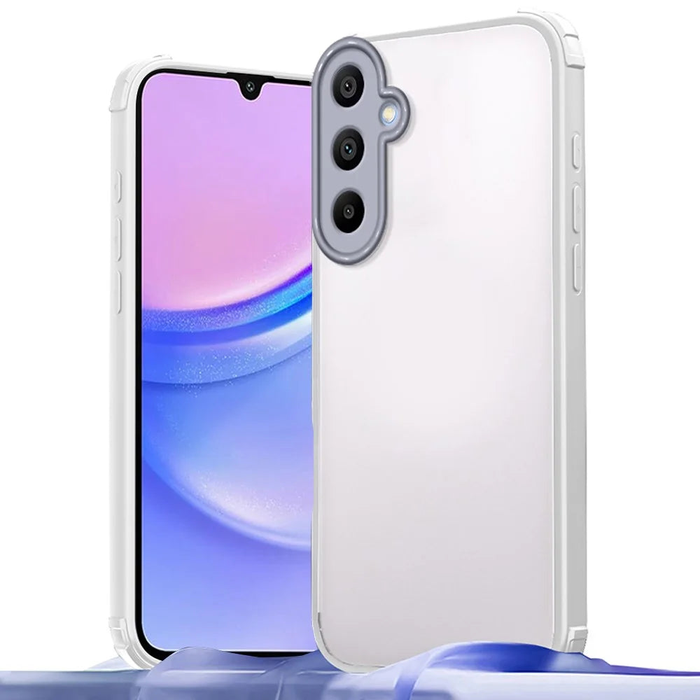 For Samsung Galaxy A15 4G / 5G Case Reinforced Corner Shockproof TPU + Acrylic Phone Cover - White - 1