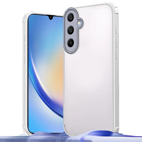 For Samsung Galaxy A34 5G Case Reinforced Corner Shockproof TPU + Acrylic Phone Cover - White - 1