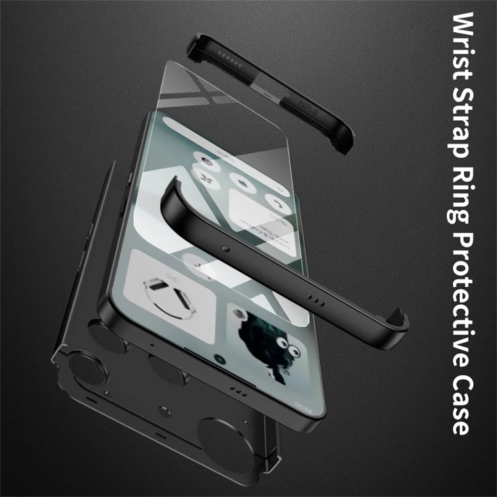 GKK For Nothing Phone (3) 5G Case Hard PC Protective Phone Cover with Wrist Strap Ring Holder - Black - 6