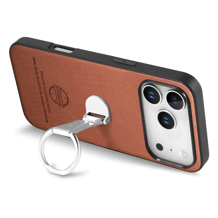 CASENEO BW-12 For iPhone 17 Pro Max Case Folding Kickstand Twill Texture Leather Back Cover - Brown - 5