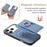 For iPhone 17 Pro Max Case Ring Kickstand Leather Back Cover with Magnetic Detachable Card Holder - Blue - 6