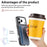 For iPhone 17 Pro Max Case Ring Kickstand Leather Back Cover with Magnetic Detachable Card Holder - Blue - 7