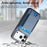For iPhone 17 Pro Max Case with Card Holder Kickstand Leather Back Cover - Blue - 3