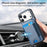 For iPhone 17 Pro Max Case with Card Holder Kickstand Leather Back Cover - Blue - 7