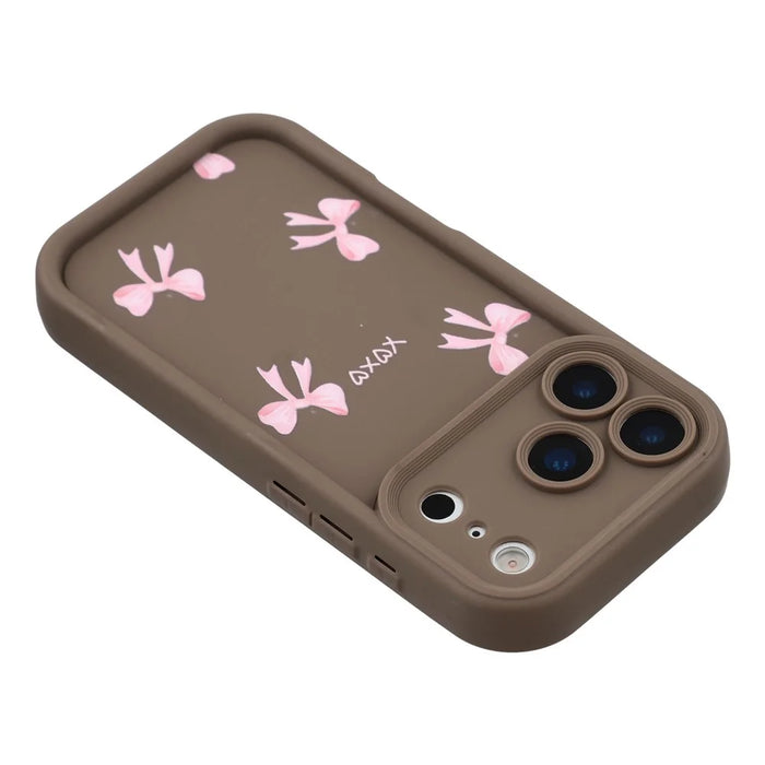 For iPhone 17 Pro Max Case Aesthetic Pattern Print TPU Shockproof Phone Cover - Bow / Brown - 5
