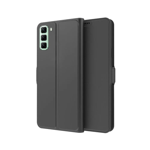 For Infinix Hot 60 Pro+ 4G Case Shockproof TPU Inner Shell Leather Phone Cover Card Slot - Black - 1