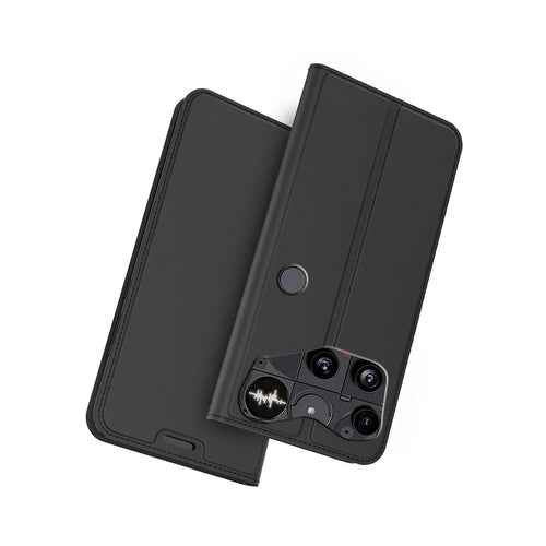 For Nothing Phone (3) 5G Case PU Leather Phone Cover with Card Holder Stand - Black - 1