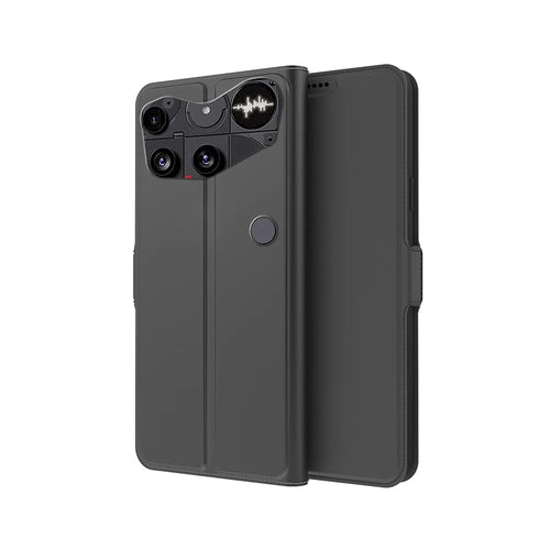 For Nothing Phone (3) 5G Case Shockproof TPU Inner Shell Leather Phone Cover Card Slot - Black - 1
