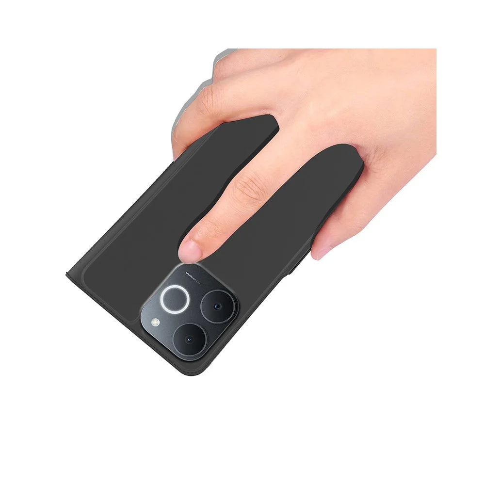 For Realme Note 70T 4G / Narzo 80 Lite 4G Case Shockproof TPU Inner Shell Leather Phone Cover Card Slot - Black - 7