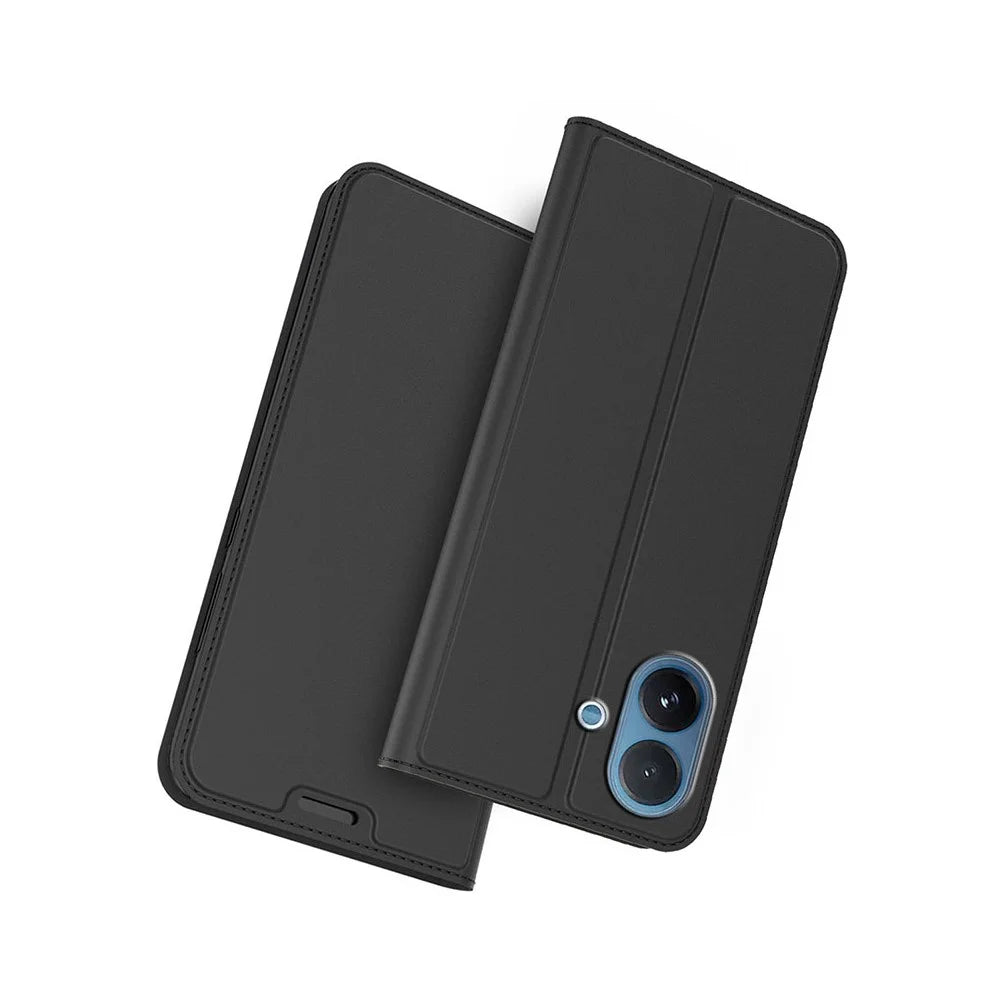 For vivo V60 Lite 5G Case PU Leather Phone Cover with Card Holder Stand - Black - 1