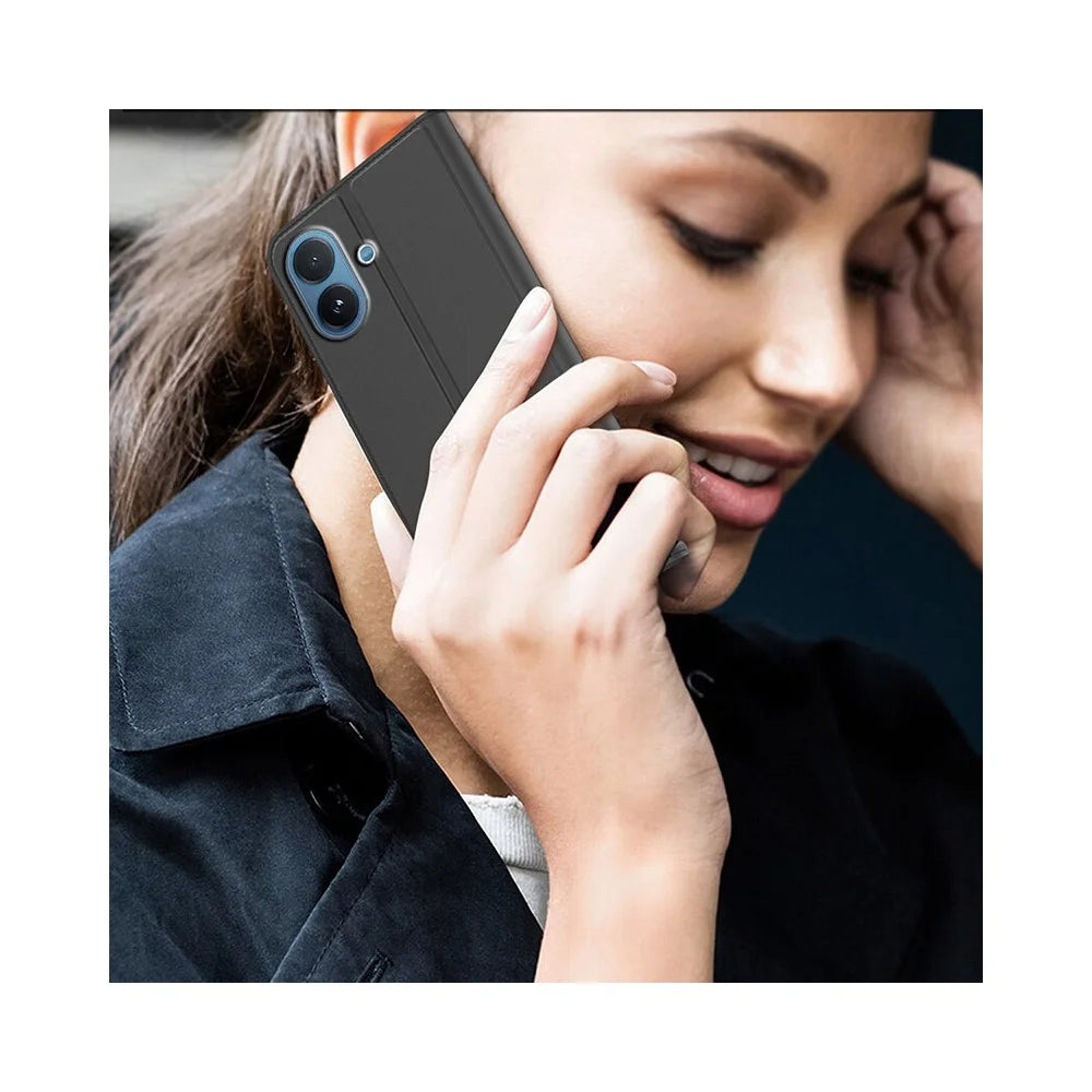 For vivo V60 Lite 5G Case PU Leather Phone Cover with Card Holder Stand - Black - 6