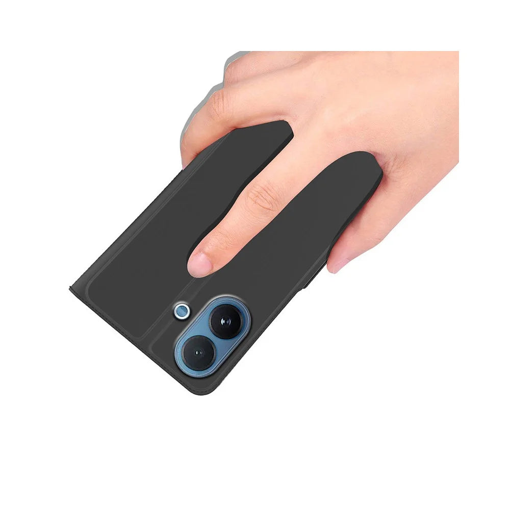 For vivo V60 Lite 5G Case Shockproof TPU Inner Shell Leather Phone Cover Card Slot - Black - 7