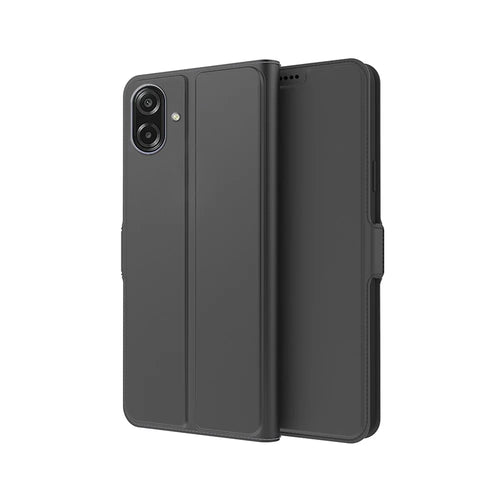 For Samsung Galaxy A08 5G / A08 4G / A07 4G Case Shockproof TPU Inner Shell Leather Phone Cover Card Slot - Black - 1