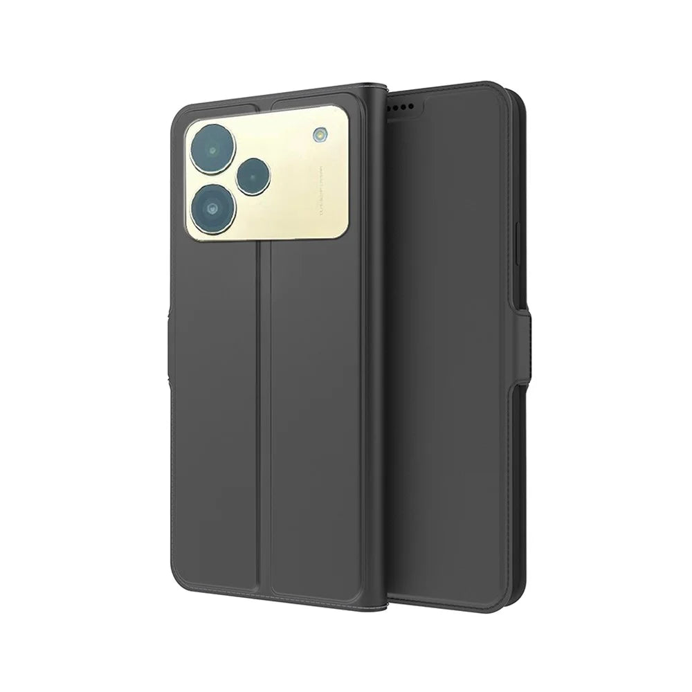 For Realme P4 5G Case Shockproof TPU Inner Shell Leather Phone Cover Card Slot - Black - 1