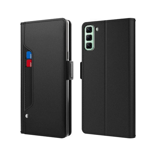 For Infinix Hot 60 Pro+ 4G Case Stand PU Leather Phone Cover Card Holder Mirror - Black - 1