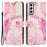 Marble Pattern Printing Phone Cover For Samsung Galaxy S23, PU Leather Foldable Stand Flip Wallet Case with Strap - Rose Gold - 1