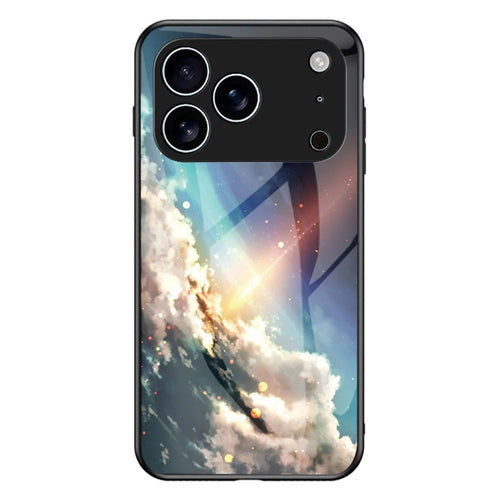 For iPhone 17 Pro Max Case Starry Sky Pattern Tempered Glass Phone Cover - Bright Starry Sky - 1