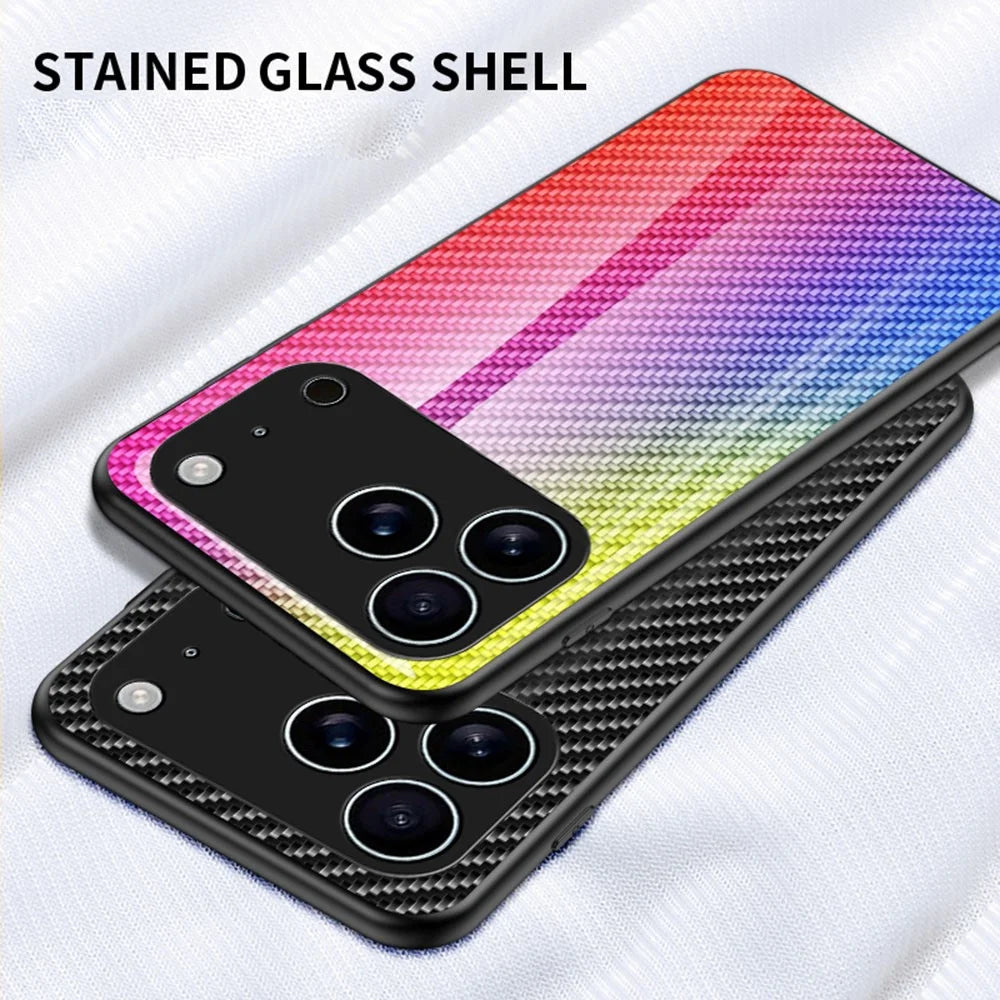 For iPhone 17 Pro Max Case Tempered Glass Shockproof Phone Cover - Colorful Fiber - 5