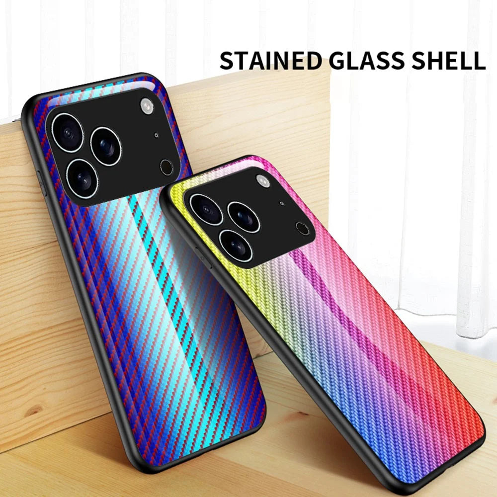 For iPhone 17 Pro Max Case Tempered Glass Shockproof Phone Cover - Colorful Fiber - 7