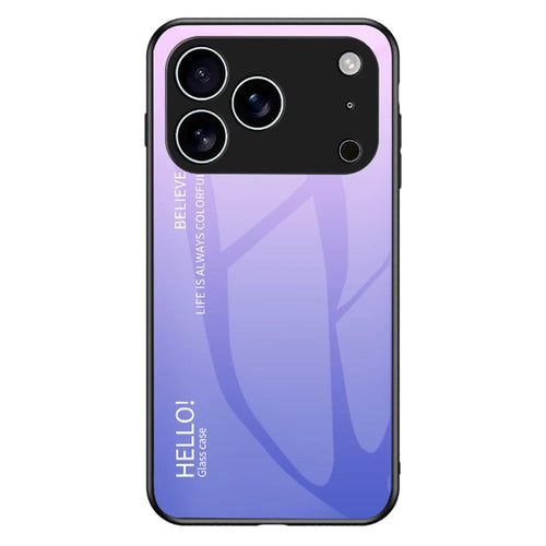 For iPhone 17 Pro Max Case Anti-Scratch Tempered Glass + PC + TPU Phone Cover - Gradient Pink Purple - 1